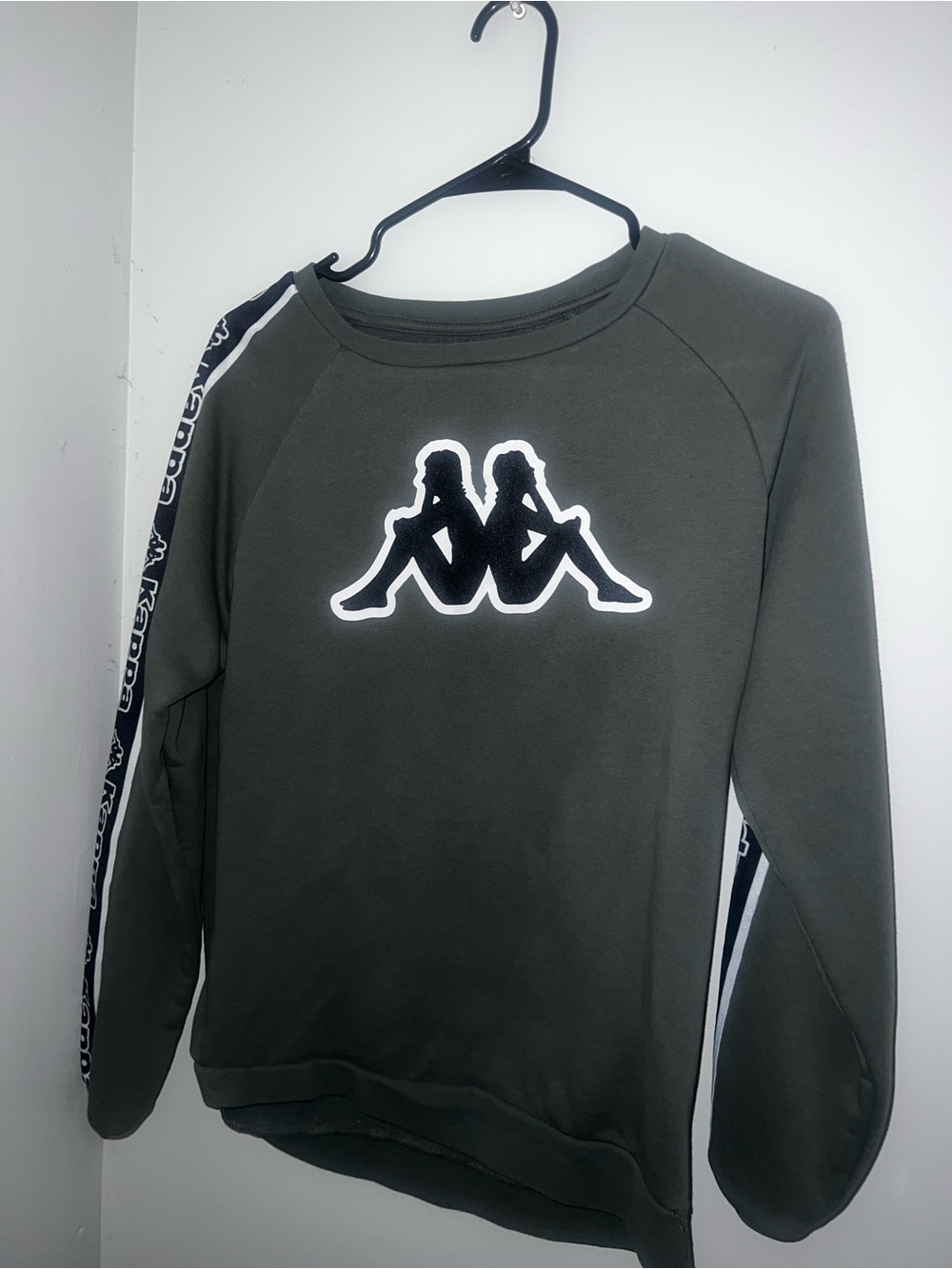 Kappa Men's Olive Green Crewneck Sweatshirt with Black & White Logo